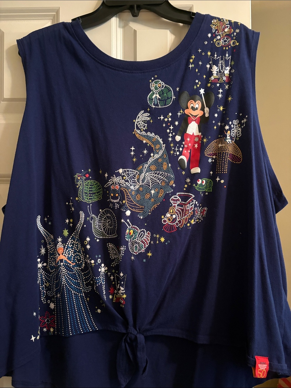 Disney Navy Tie-Front Tank Top with Rhinestone , Main Street Electrical Parade